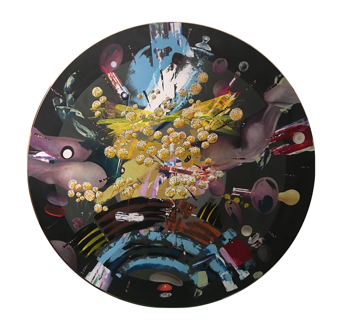Nothing (untitled) - 2019, O cm 130, oli, acrylic, oil crayons, collage on canvas